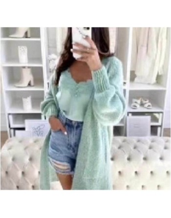 Long Cardigan Mint Knitted