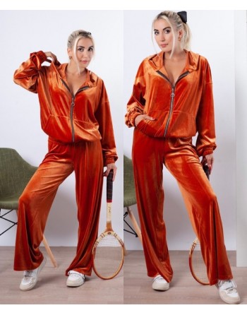 Velvet set with jacket orange